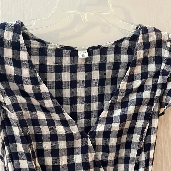 Old Navy Blue Checkered Midi Dress with Ruffle Sleeves - Picture 4 of 8